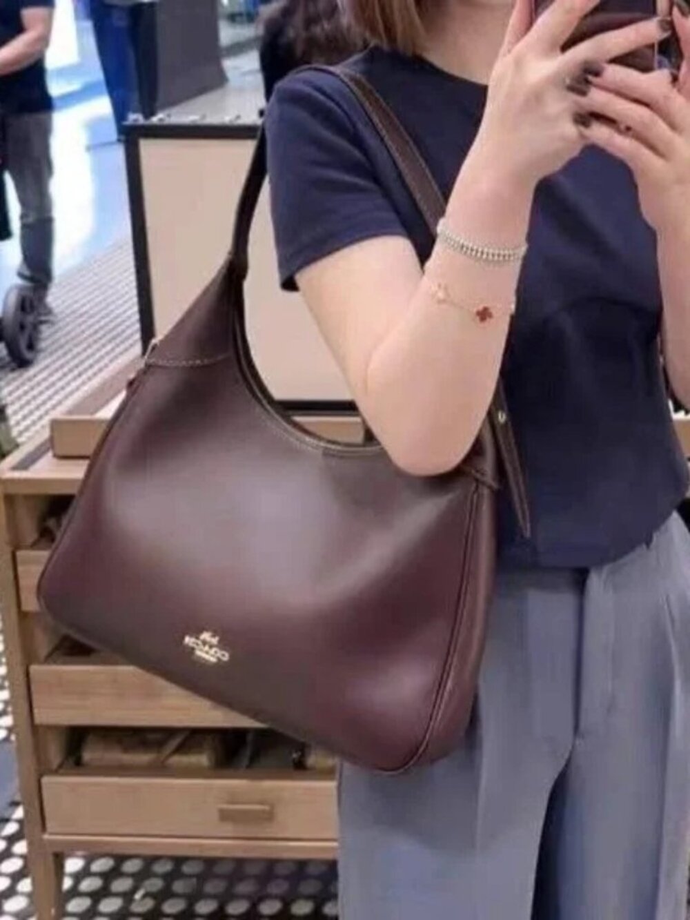 Coach Ella Shoulder Bag Gold Espresso with Leather Loop Key Fob CCE48 Unopened! - Picture 9 of 15